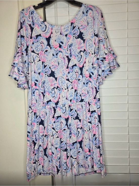 Lilly Pulitzer Pants - Lilly Pulitzer Navy Pink Blue Paisley Short-Sleeve Romper L